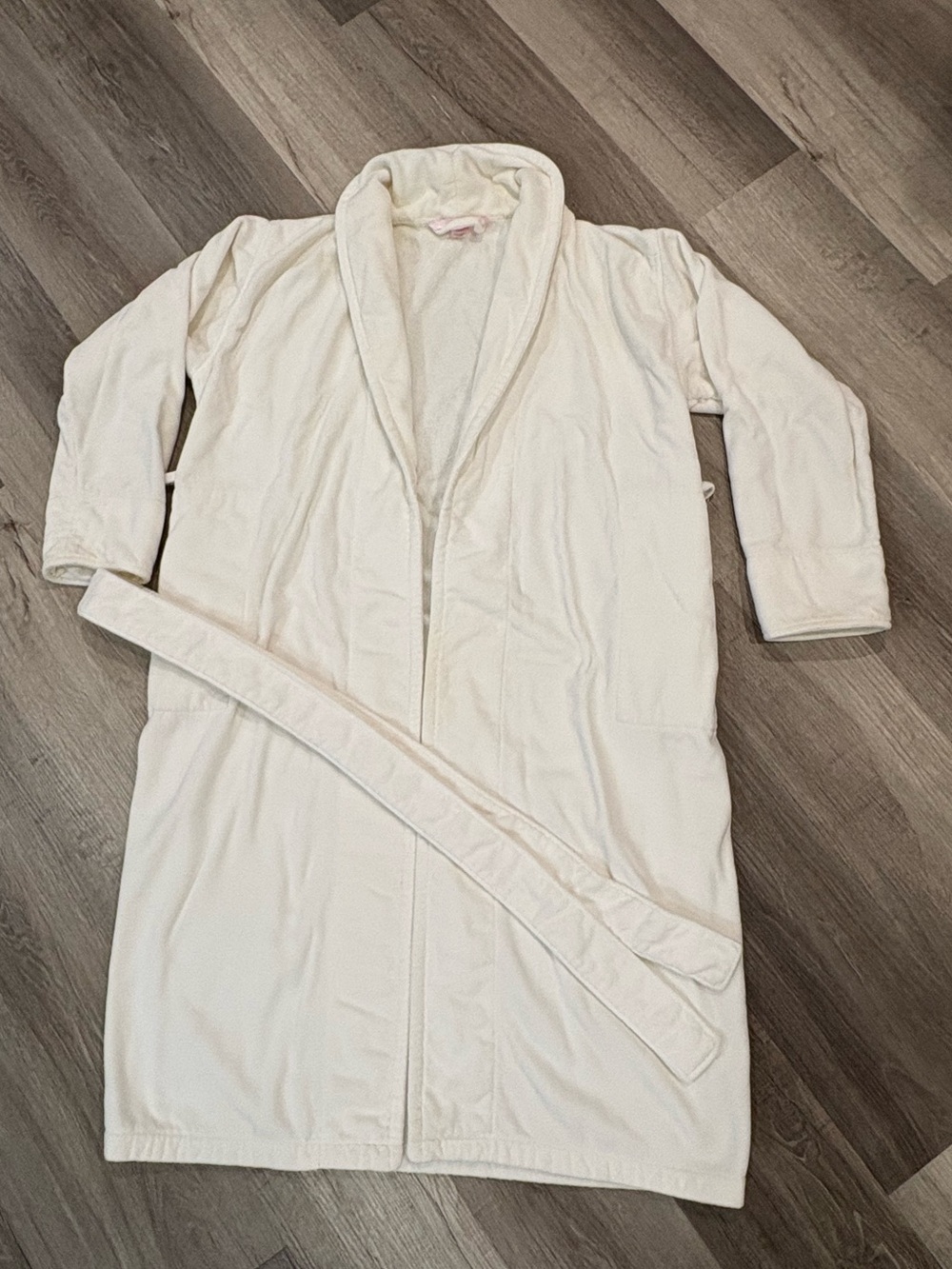 VTG Victoria's Secret Long Belted Robe Women XS/S White Terry Cotton Spa Lounge